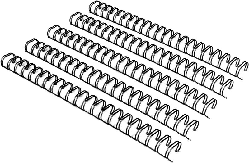 RAYSON WR21127BK Wire Binding Spines, 2:1 Pitch Double Loop Binding Wires 1/2 Inch, 21-Loop Wire Ring Pack of 100 with Black - Image 1